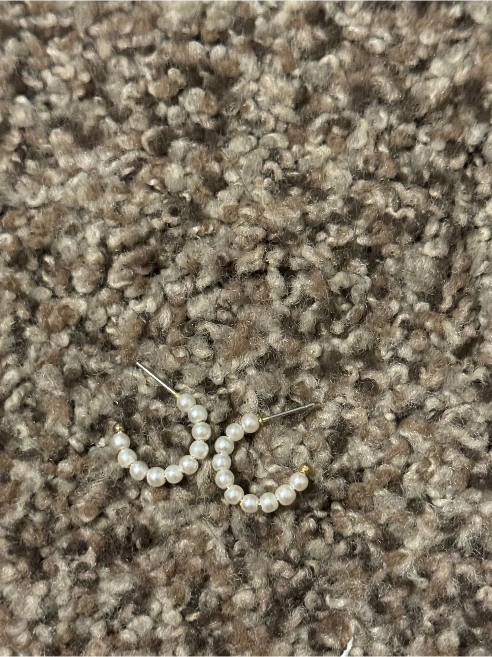 Pearl Beaded Half-Hoop Earrings - Cream